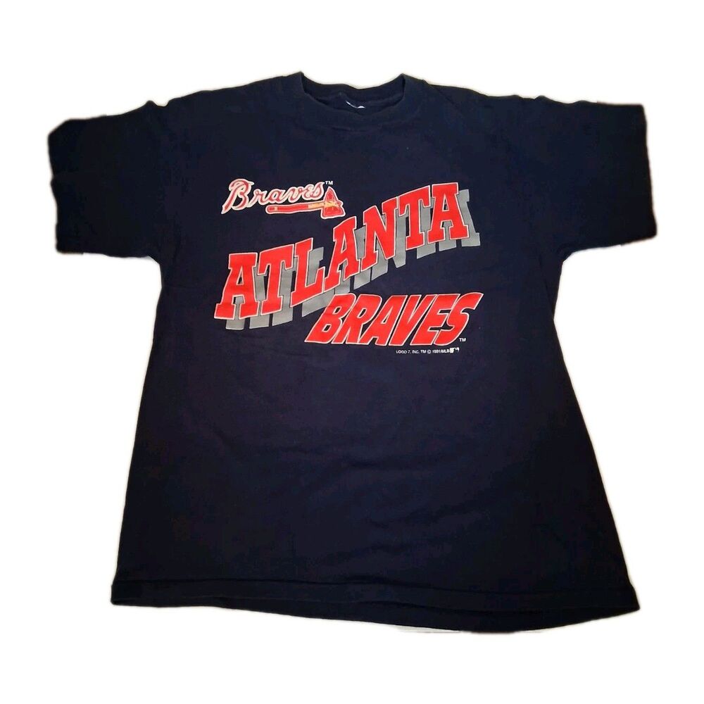 Vintage Atlanta Braves 90s T-Shirt Mens Medium Single Stitch Baseball